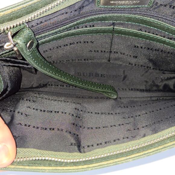 Burberry Vintage Leather Clutch Green Zip Top 10x7 Heritage Luxury - Picture 10 of 10
